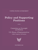 United States Government Policy and Supporting Positions, Plum Book 2020